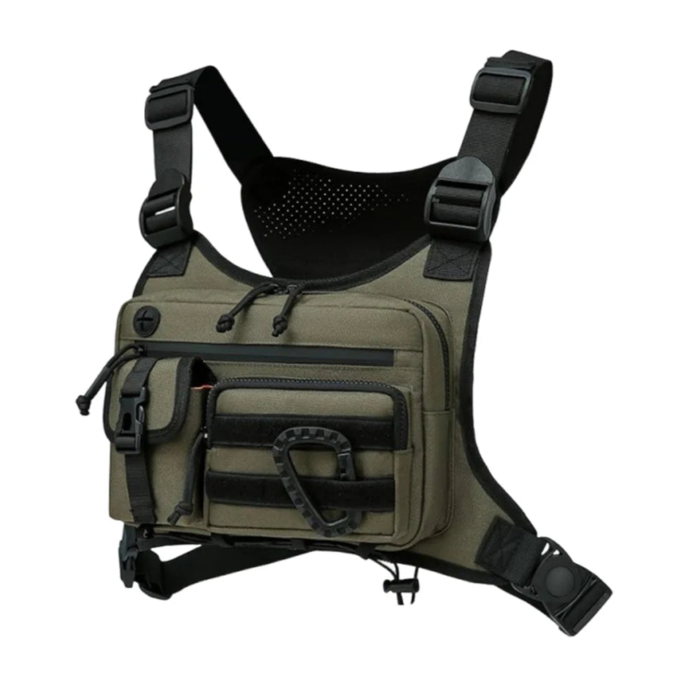 Outdoor Trendy Functional Backpack Large Capacity Multifunctional Vest Chest Bag Multi Pocket Travel Commute Sports Backpack