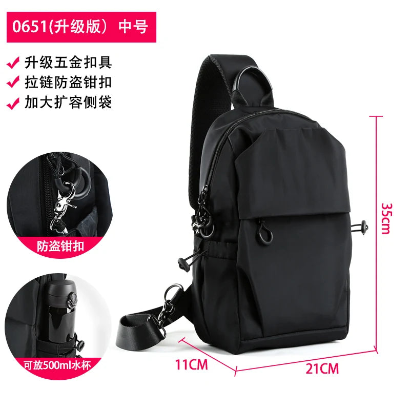 MOYYI Fashion Casual Outdoor Men Chest Sling Bag Women Waterproof Multilayer One Shoulder Small Backpack Nylon Crossbody Bag