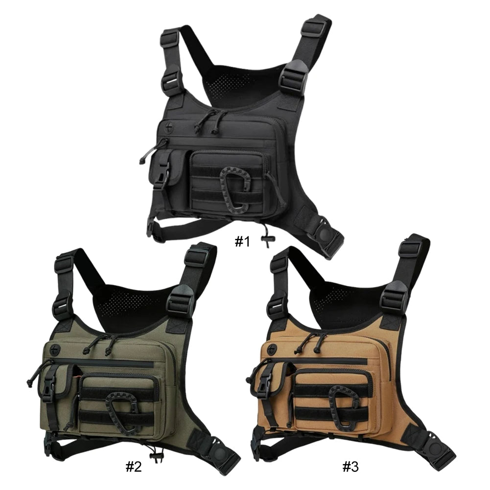 Outdoor Trendy Functional Backpack Large Capacity Multifunctional Vest Chest Bag Multi Pocket Travel Commute Sports Backpack