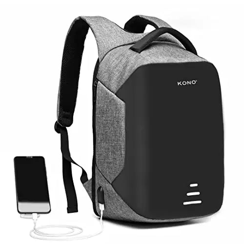 Kono Anti-Theft Laptop Backpack - 15.6" USB Charging Port, Water Resistant Business/School Bag for Men & Women