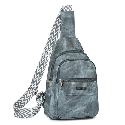 Sling Bag PU Leather Crossbody Purse Fashion Fanny Packs Crossbody Bag Adjustable Guitar Strap Chest Bag for Women Men