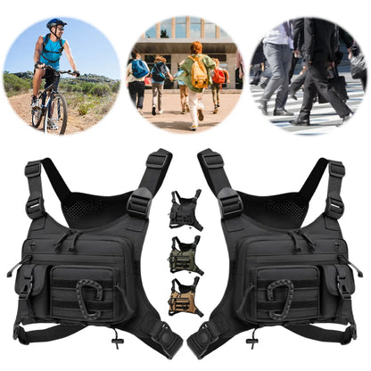 Outdoor Trendy Functional Backpack Large Capacity Multifunctional Vest Chest Bag Multi Pocket Travel Commute Sports Backpack