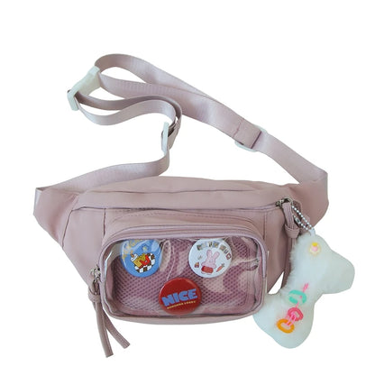 Ita Bag Fanny Pack Cute Waist Pack Nylon PVC Crossbody Sling Bag Chest Bag for Women Teen Girls