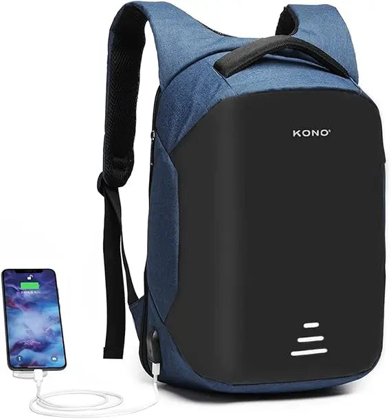 Kono Anti-Theft Laptop Backpack - 15.6" USB Charging Port, Water Resistant Business/School Bag for Men & Women