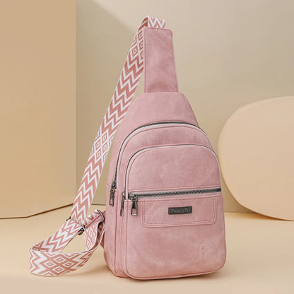 Sling Bag PU Leather Crossbody Purse Fashion Fanny Packs Crossbody Bag Adjustable Guitar Strap Chest Bag for Women Men