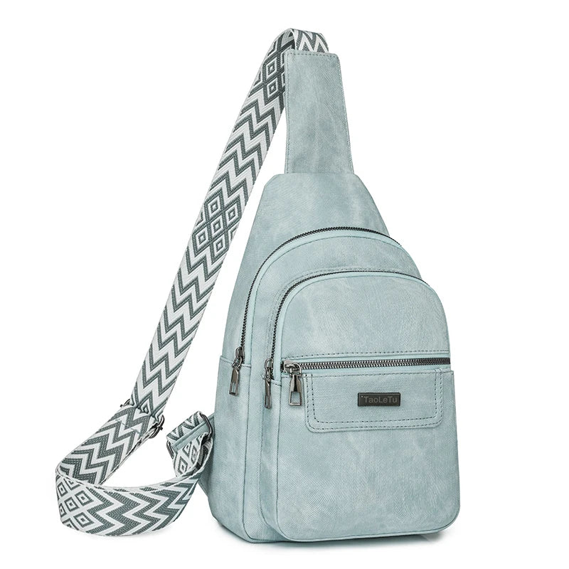 Sling Bag PU Leather Crossbody Purse Fashion Fanny Packs Crossbody Bag Adjustable Guitar Strap Chest Bag for Women Men