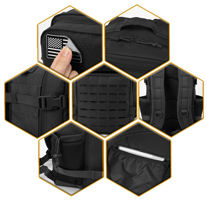 25L Tactical Backpack Outdoor Bag Fitness Backpack MOLLE Backpack Women's/Men's Hiking Survival Backpack Men's Dual Cup Holder