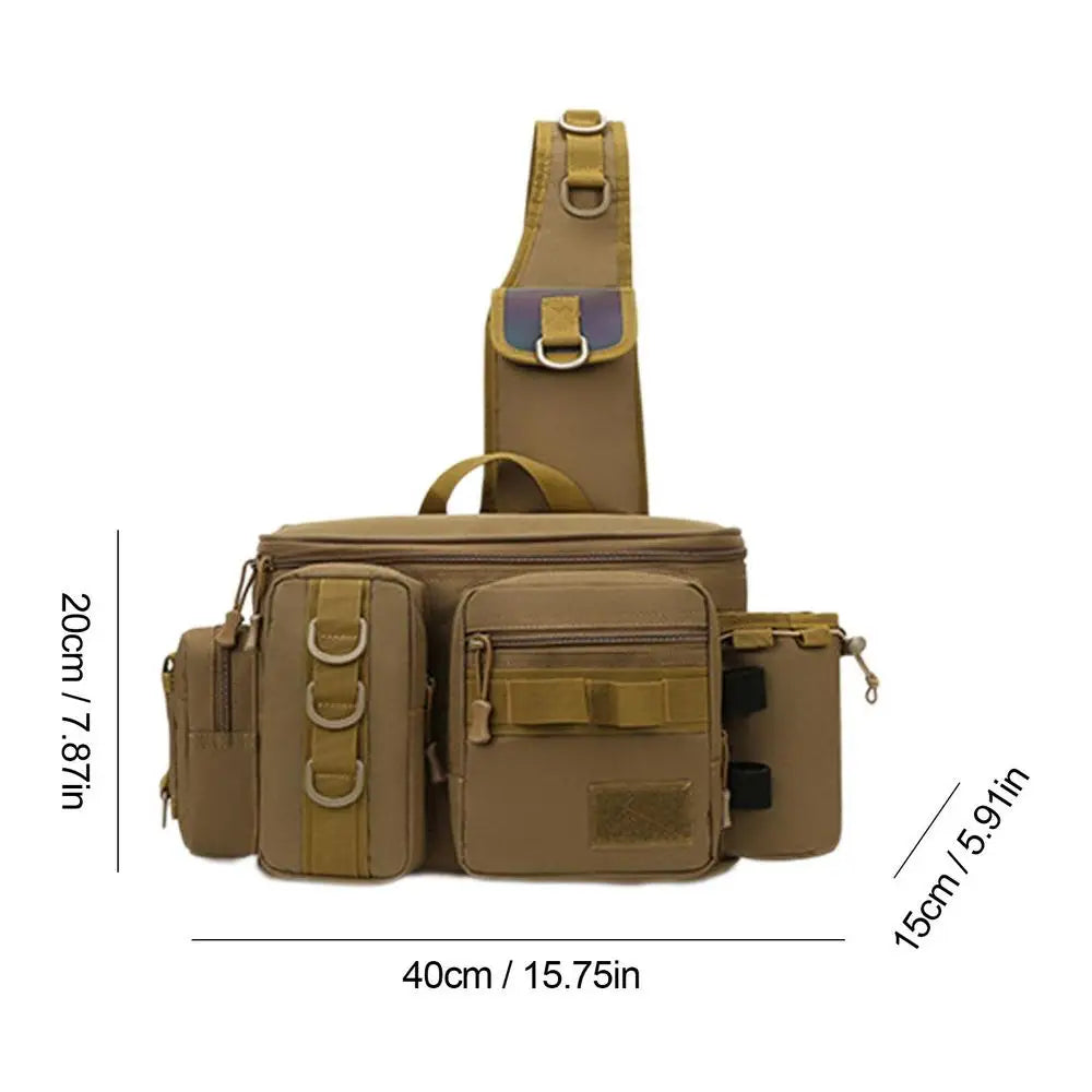 Fishing Waist Pack Sling Bag Lures Gear Tackle Storage Rod Holder Water-Resistant Cross Body Pouch Fly Fishing Bag Lightweight