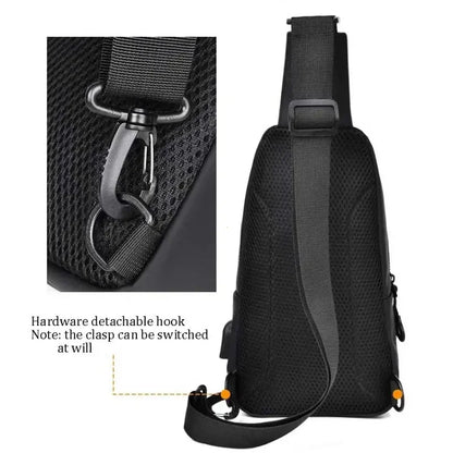 Men Bag Fashion New Solid Color Men Chest Bag Outdoor Casual Fashion One Shoulder Crossbody Bag Nylon USB Charging Shoulder Bags