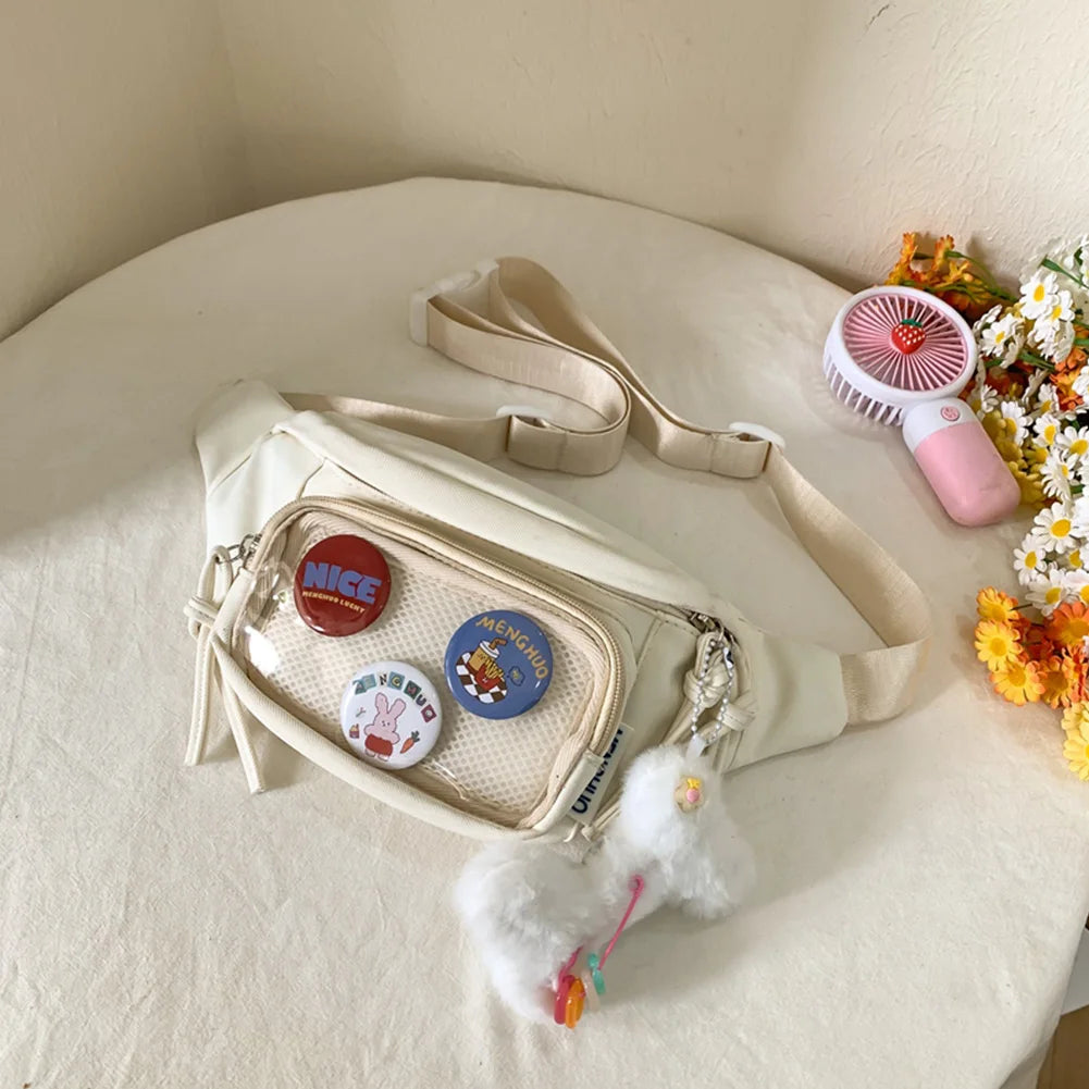 Ita Bag Fanny Pack Cute Waist Pack Nylon PVC Crossbody Sling Bag Chest Bag for Women Teen Girls