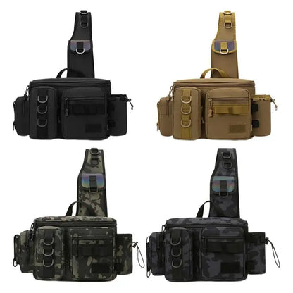 Fishing Waist Pack Sling Bag Lures Gear Tackle Storage Rod Holder Water-Resistant Cross Body Pouch Fly Fishing Bag Lightweight