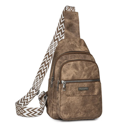 Sling Bag PU Leather Crossbody Purse Fashion Fanny Packs Crossbody Bag Adjustable Guitar Strap Chest Bag for Women Men