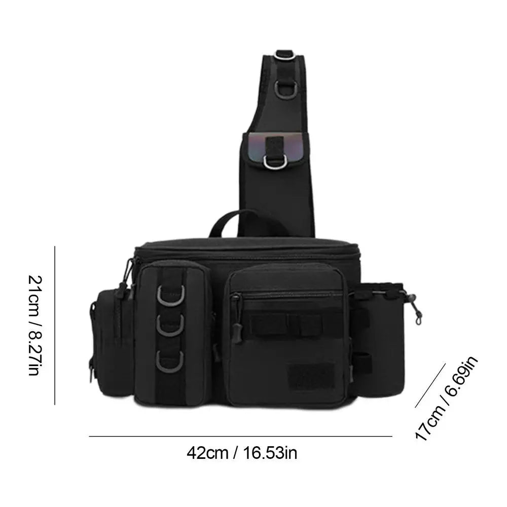 Fishing Waist Pack Sling Bag Lures Gear Tackle Storage Rod Holder Water-Resistant Cross Body Pouch Fly Fishing Bag Lightweight