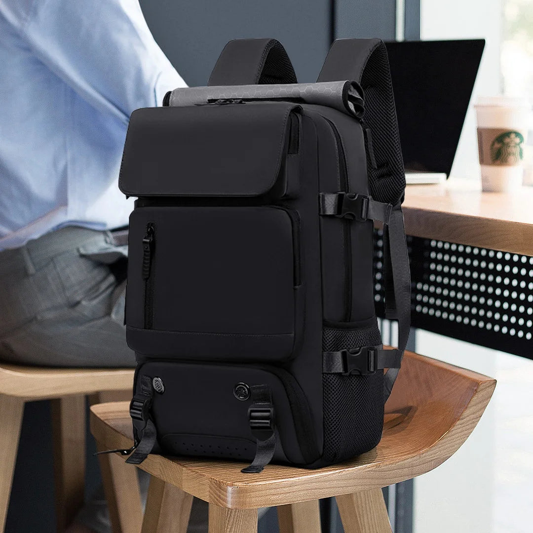 Large capacity travel backpack with shoe cabinet, stylish travel commuting bag, 16 inch business laptop backpack, outdoor hiking