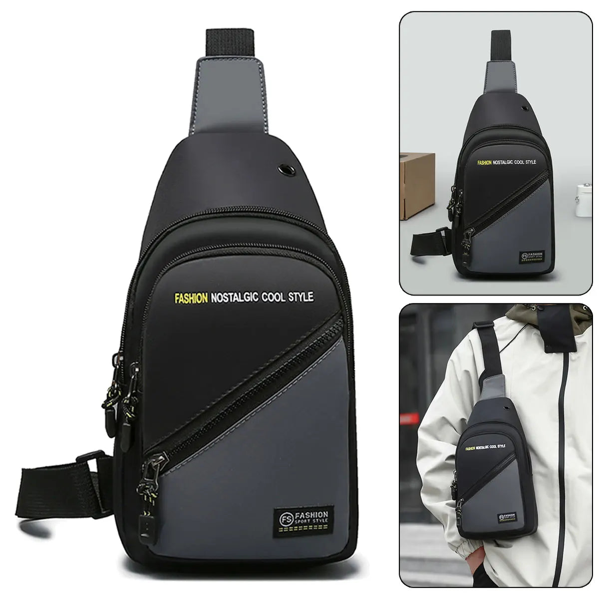 New Ox Cloth Men's Crossbody Bag Simple Faion Korean Version Chest Small Bapa Single oulder Bag Casual Chain Handle