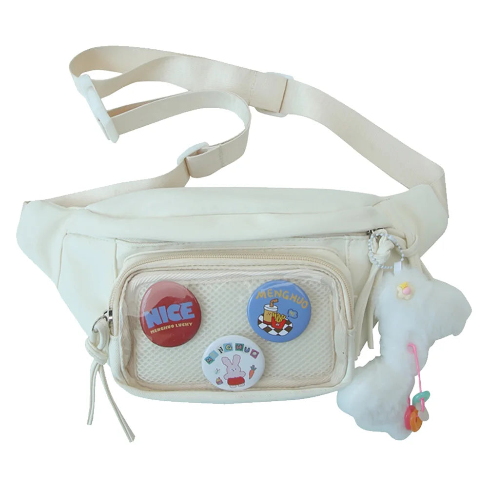 Ita Bag Fanny Pack Cute Waist Pack Nylon PVC Crossbody Sling Bag Chest Bag for Women Teen Girls