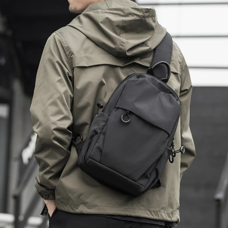 MOYYI Fashion Casual Outdoor Men Chest Sling Bag Women Waterproof Multilayer One Shoulder Small Backpack Nylon Crossbody Bag