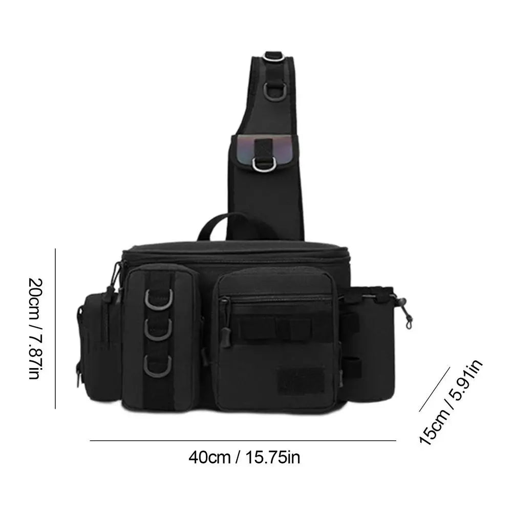 Fishing Waist Pack Sling Bag Lures Gear Tackle Storage Rod Holder Water-Resistant Cross Body Pouch Fly Fishing Bag Lightweight