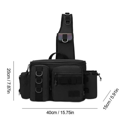 Fishing Waist Pack Sling Bag Lures Gear Tackle Storage Rod Holder Water-Resistant Cross Body Pouch Fly Fishing Bag Lightweight