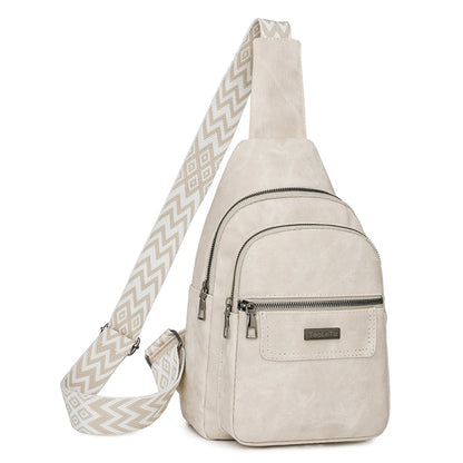 Sling Bag PU Leather Crossbody Purse Fashion Fanny Packs Crossbody Bag Adjustable Guitar Strap Chest Bag for Women Men