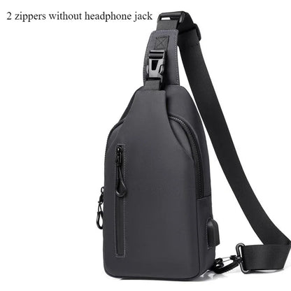 Men Bag Fashion New Solid Color Men Chest Bag Outdoor Casual Fashion One Shoulder Crossbody Bag Nylon USB Charging Shoulder Bags