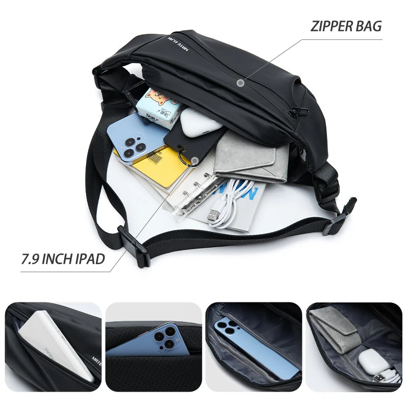 Premium Crossbody Bag Men Youth Travel Sport Fanny Pack Waterproof Breathable Matching Original Design Daily Shoulder Sling Bag