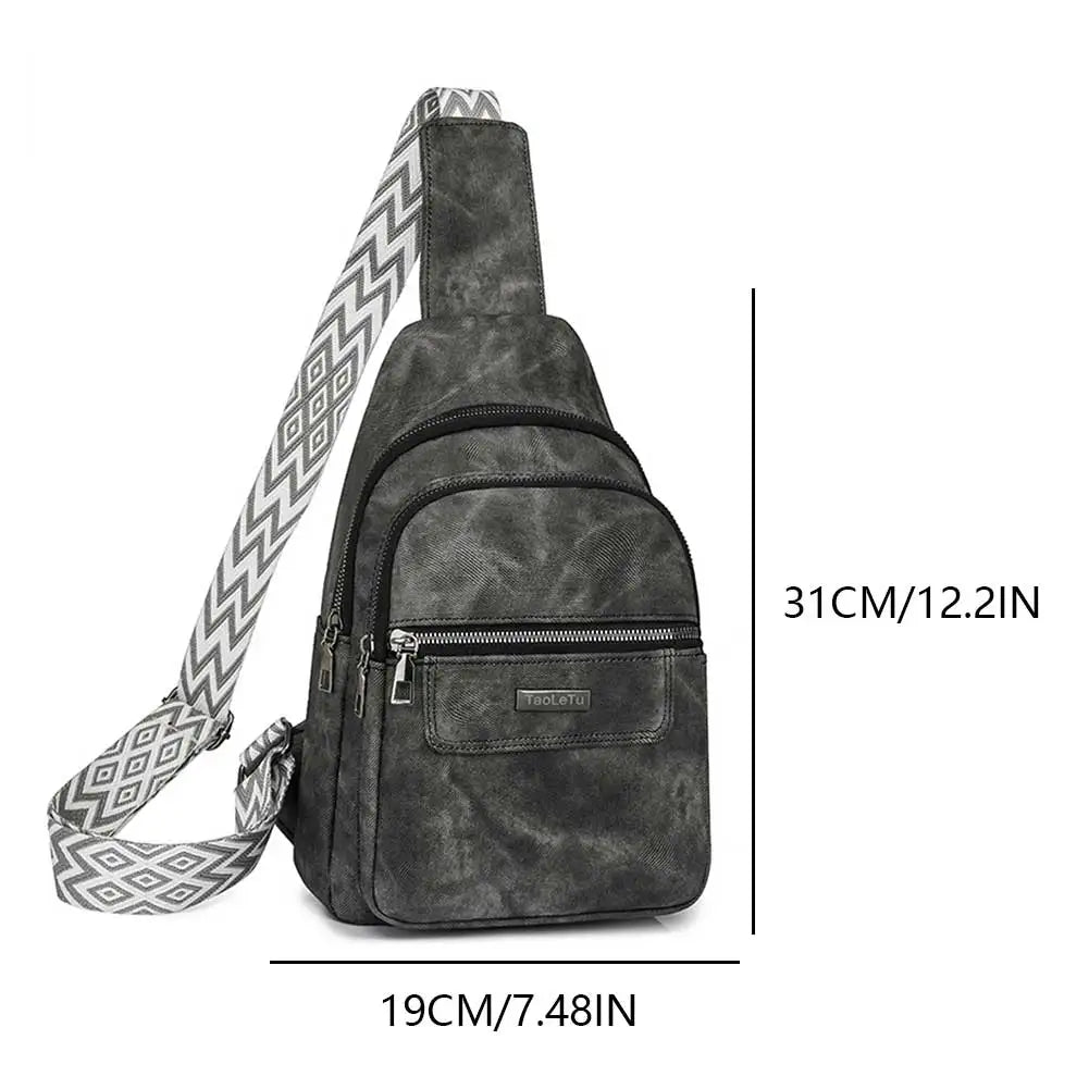 Sling Bag PU Leather Crossbody Purse Fashion Fanny Packs Crossbody Bag Adjustable Guitar Strap Chest Bag for Women Men