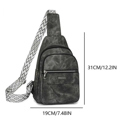Sling Bag PU Leather Crossbody Purse Fashion Fanny Packs Crossbody Bag Adjustable Guitar Strap Chest Bag for Women Men