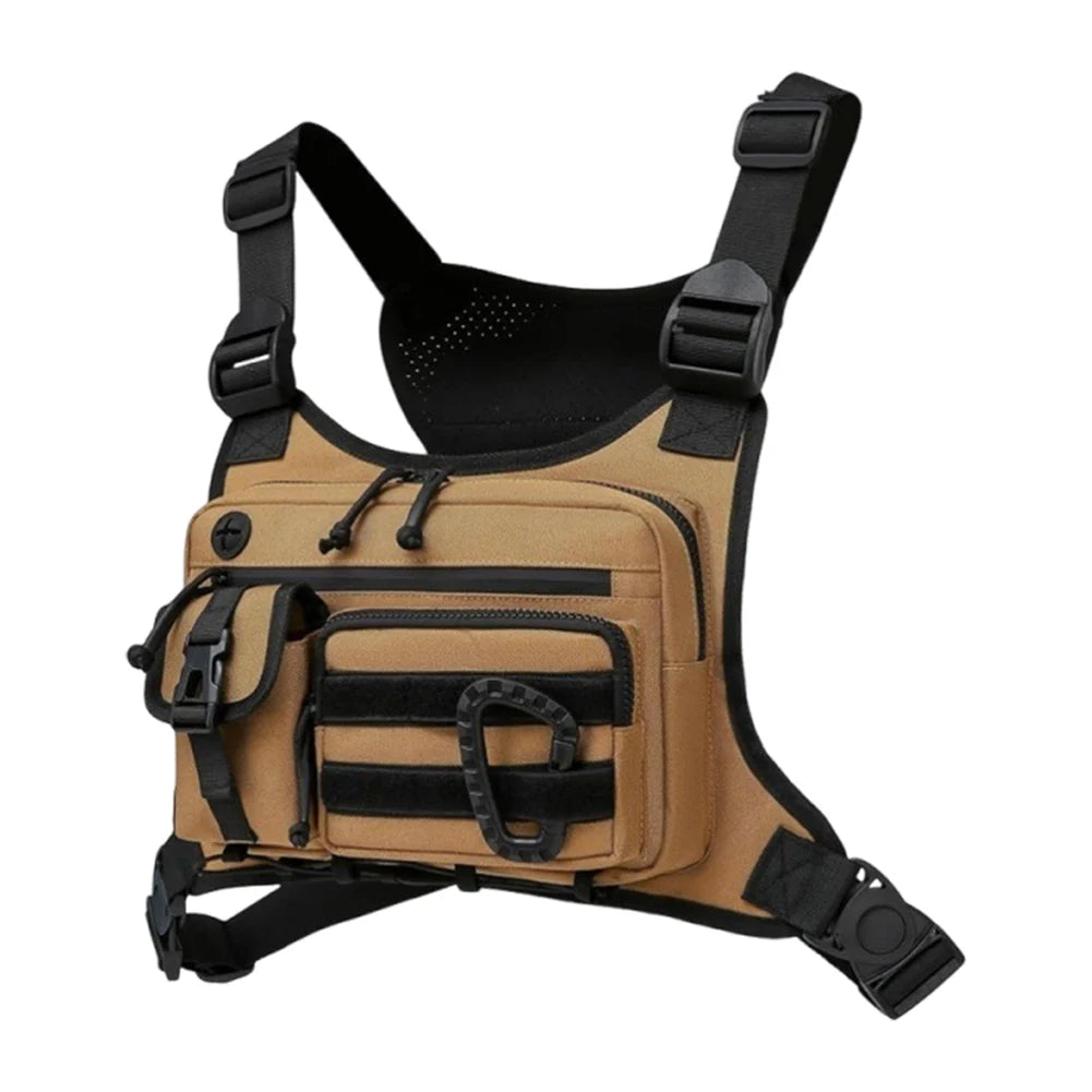 Outdoor Trendy Functional Backpack Large Capacity Multifunctional Vest Chest Bag Multi Pocket Travel Commute Sports Backpack