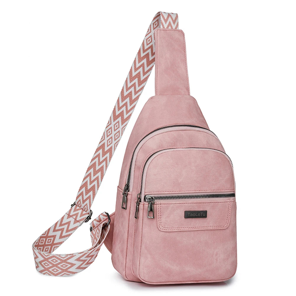 Sling Bag PU Leather Crossbody Purse Fashion Fanny Packs Crossbody Bag Adjustable Guitar Strap Chest Bag for Women Men