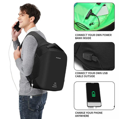 Kono Anti-Theft Laptop Backpack - 15.6" USB Charging Port, Water Resistant Business/School Bag for Men & Women