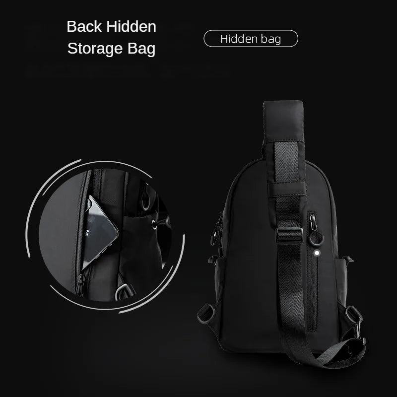 MOYYI Fashion Casual Outdoor Men Chest Sling Bag Women Waterproof Multilayer One Shoulder Small Backpack Nylon Crossbody Bag