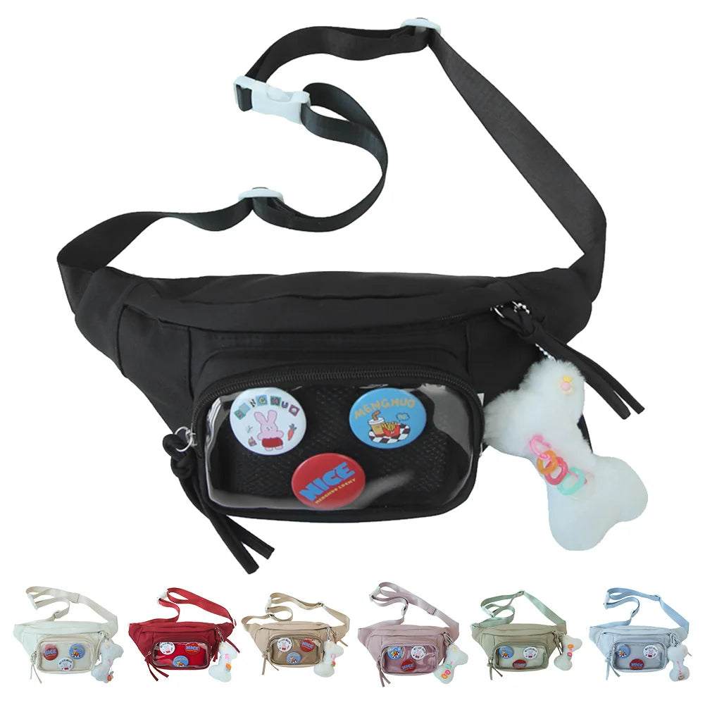 Ita Bag Fanny Pack Cute Waist Pack Nylon PVC Crossbody Sling Bag Chest Bag for Women Teen Girls